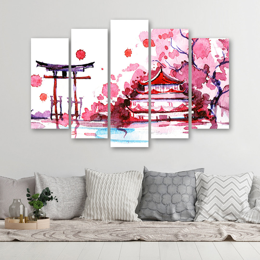 Leinwandbild Japan Pink Landscape