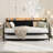 Daybed with Trundle and LED Light, Sturdy Metal Twin Size Bed Frame with Corduroy Upholstered Headboard and Charging Station-885892119