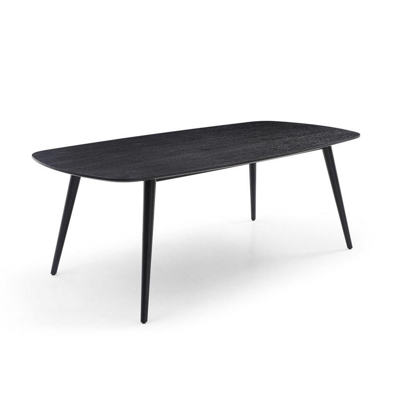 Table de salle à manger Keeona, table de cuisine, table à manger avec structure en bois, Noir, L 41,4 po x L 86,6 po