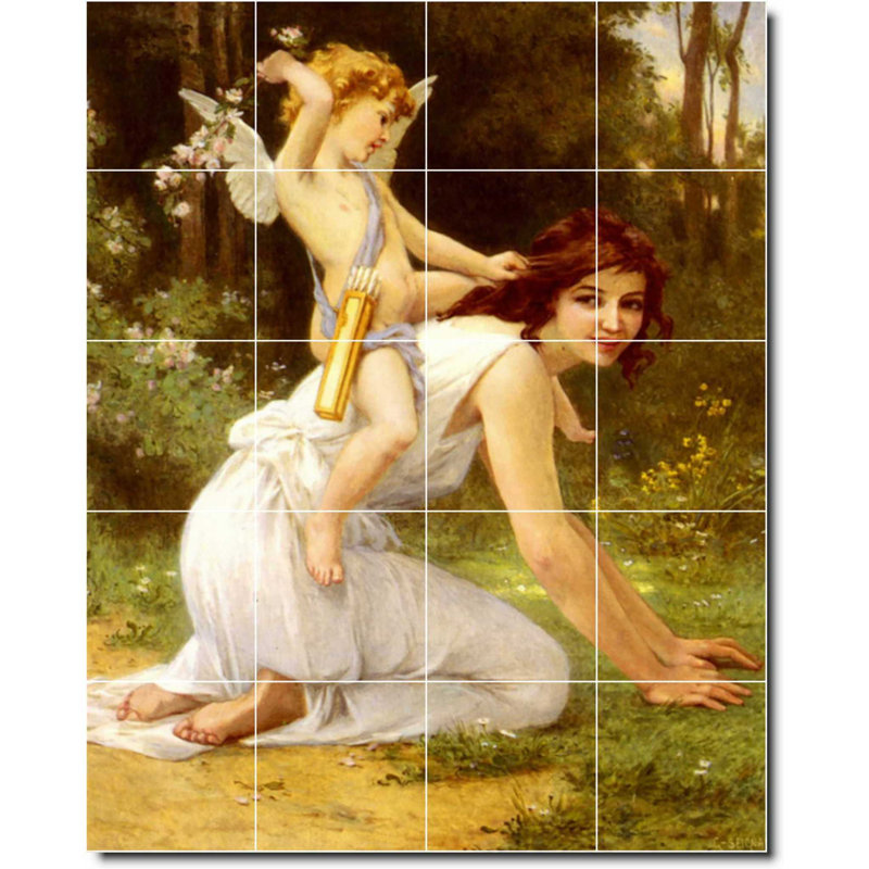 Carreau de céramique décorative 24 po x 30 po 6 po x 6 po, Ange de Guillaume Seaign, peinture W08268