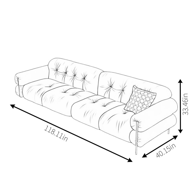 Canapé rétro simple, H 33,46 po x l 118,11 po x P 40,15 po, 5