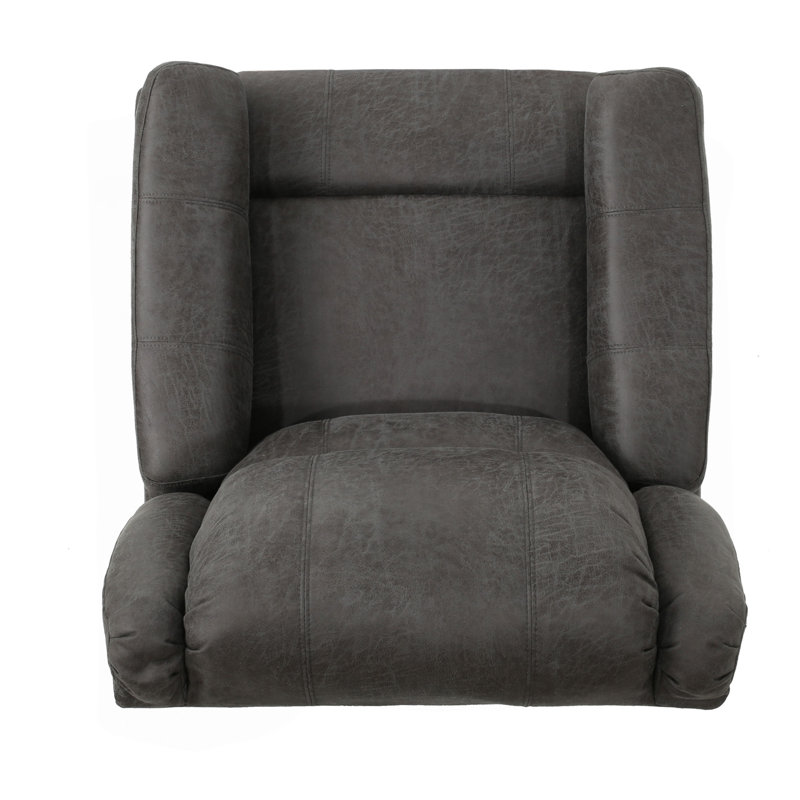 Comfortable Manual Reclining Chair With Swivel Function For Relaxation, Slate Microfiber