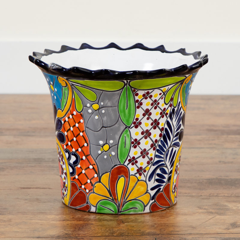 10in. x 12in. Handmade Mexican Talavera Ceramic Planter