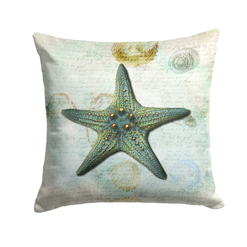 Starfish Indoor/Outdoor Throw Pillow, 14" H x 14" W x 4" D