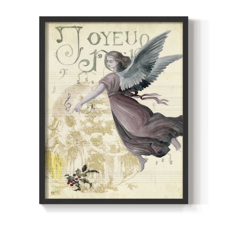 «Christmas Greetings Collection B», reproduction encadrée - bois massif, Noir, noir, noir, noir, H 21 po x l 17 po