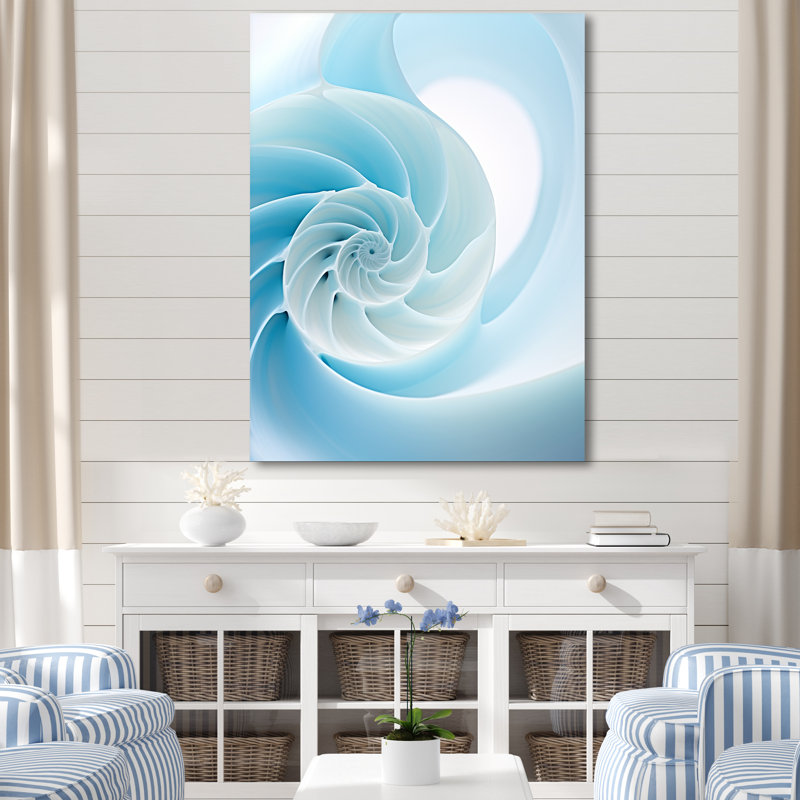 Abîme azur, Nautilus spirale sur toile, H 32 po x l 16 po x P 1 po, Toile tendue