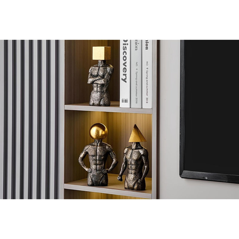 Chic Decorative Object Set (3 Pieces), Antique Color | Includes Square (4.0 x 8.3 x 2.8 in), Triangle (9.1 x 4.7 x 2.8 in), Cylinder (8.7 x 5.9 x 2.8 in) | 100% Polyester, Perfect for Home Decor & Stylish Accents