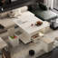 Table basse relevable moderne avec 2 tabourets pour le salon, rangement dissimulé et tiroirs, table de salle à manger pliante et peu encombrante
