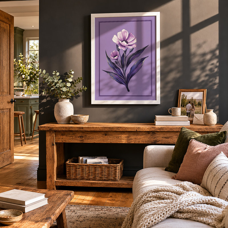 Layered Bloom Botanical - Framed Print, A1 - 84.1 x 59.4 cm, White