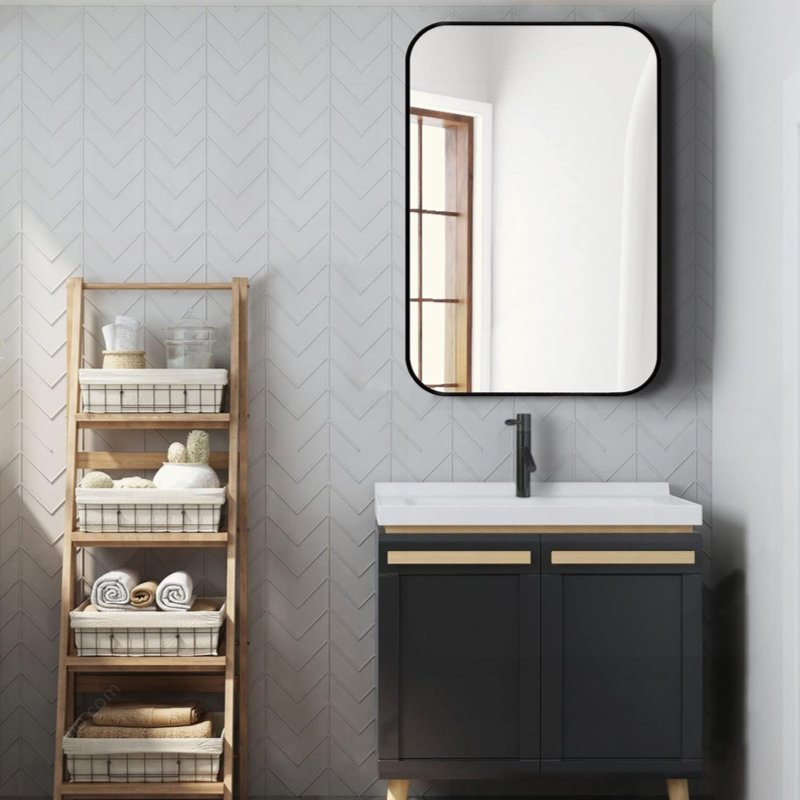 Miroir mural pour salle de bain, Noir, 36 po x 24 po