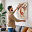 Playful Monkey in Blossom Japandi 1 Piece Wrapped Canvas Wall Art-912583664-912583665