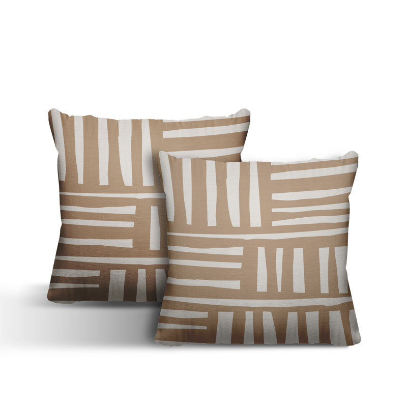 No Decorative Addition Outdoor Reversible Throw Pillow, Beige, 15W" x 15H"