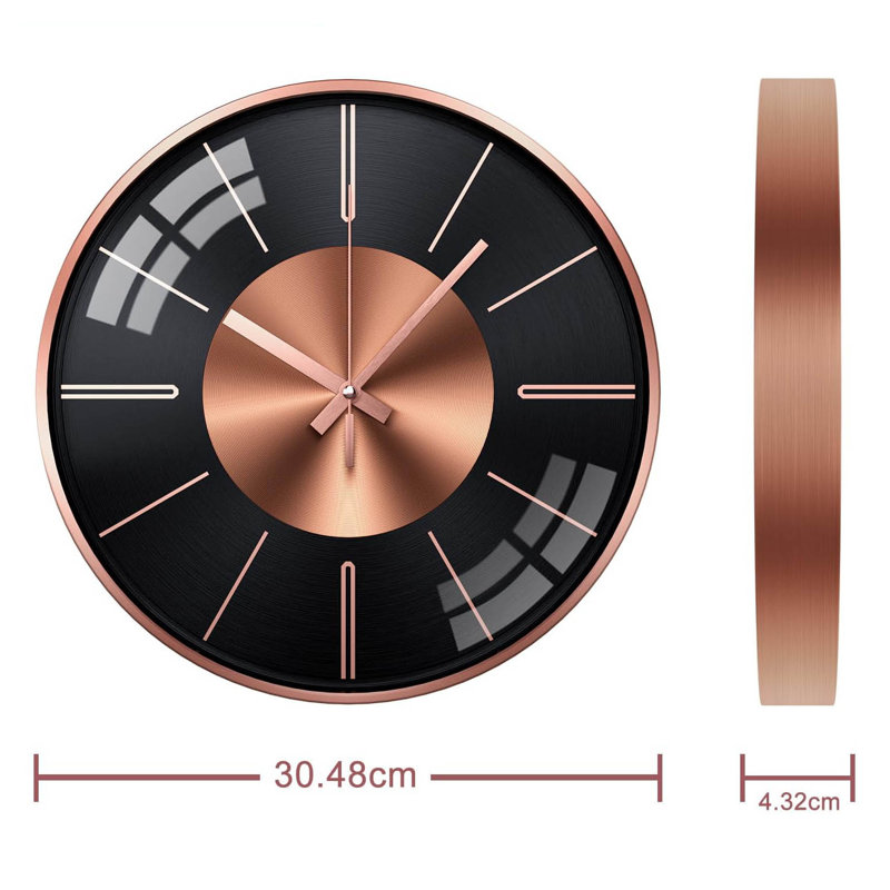 Aluminium Wall Clock, Rose Gold Scale