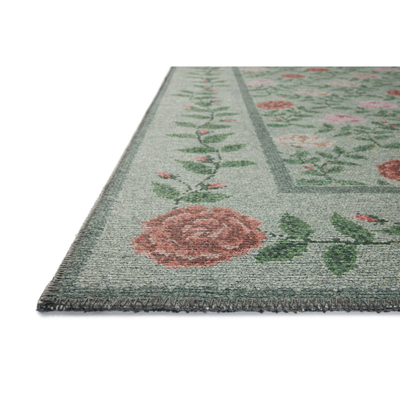 Rifle Paper Co. x Loloi Wildwood Green Area Rug, Rectangle 2'3" x 3'9"