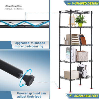 Metal Shelving Unit, Heavy Duty Storage Rack Shelf Organizer for Kitchen, Pantry, Garage, Laundry Room and Utility Storage