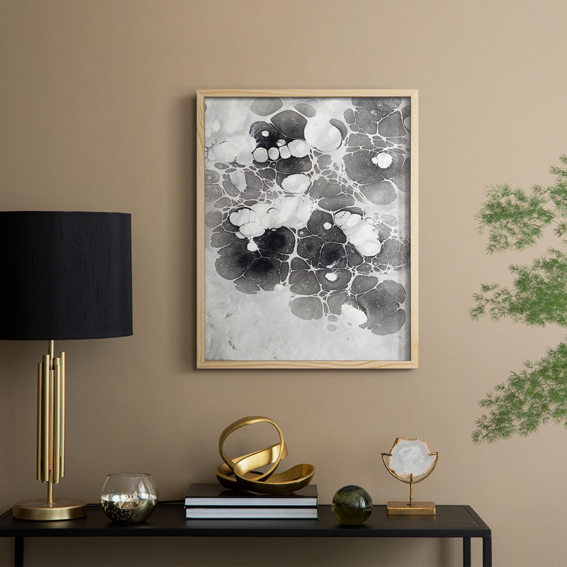 Marbling XIII Framed Print - Solid Wood, Natural, 11" H x 9" W