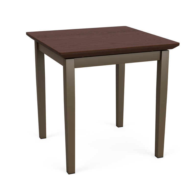 Lenox Steel Waiting Reception End Table Metal Frame 20x20" High Pressure Laminate Top, Bronze, Cocoa Walnut