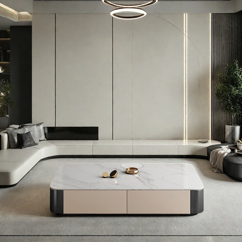 Table basse de style italien, Noir / Beige
