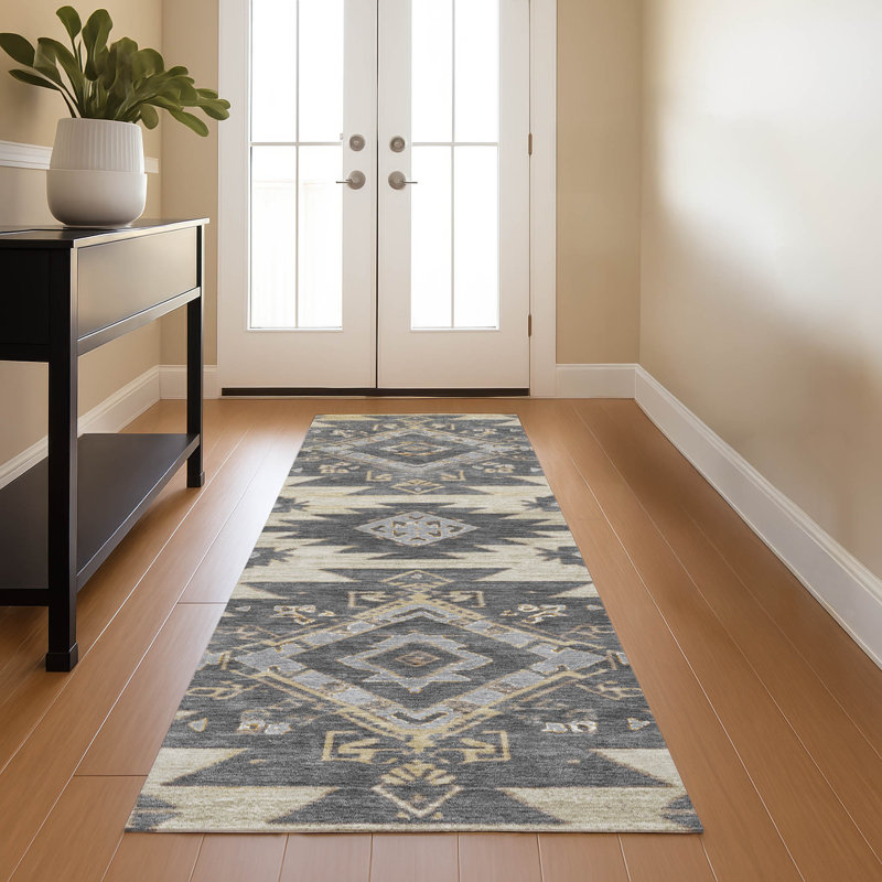 Premium Machine Washable Ralston AMF1945 Tribal Rug, Runner 2'3" x 7'6"