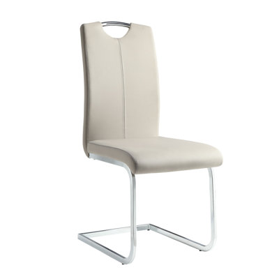 Chaises de salle à manger contemporaines 2 pièces, similicuir gris, métal avec chaises d'appoint 2 pièces, structure