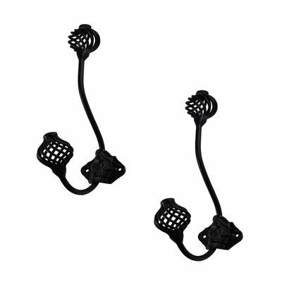 Double Wrought Iron Wall Mounted Robe Hook