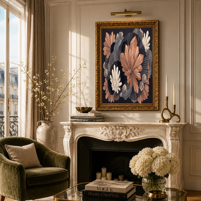 Art mural sur toile cuivre et gris, H 36 po x l 48 po