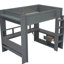 Lit de jeu en bois pleine grandeur avec bureau, rangement multiple, DEL et station de charge, gris foncé, loft robuste à charge, fiable