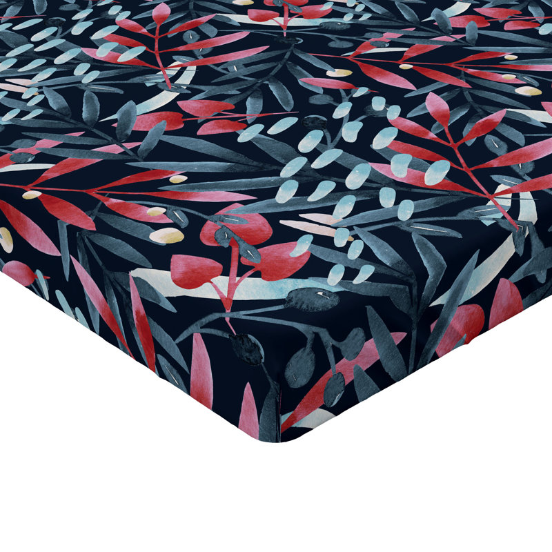 Drap-housse Ambesonne, Corail foncé, ardoise, bleu / floral, Drap-housse grand