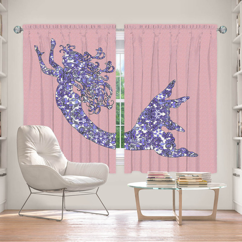 Paire de rideaux obscurcissant en polyester Rossy, L 56 po x L 78 po, Rose / pervenche / blanc