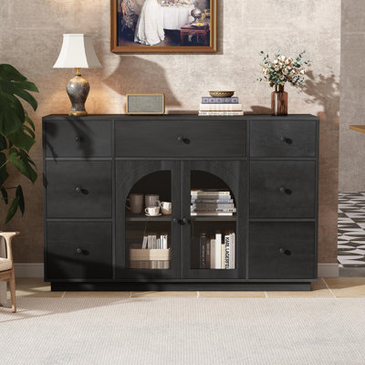 Armoire avec rangement pour l'entrée du salon et de la salle à manger, grande taille, 2 portes et 7 tiroirs