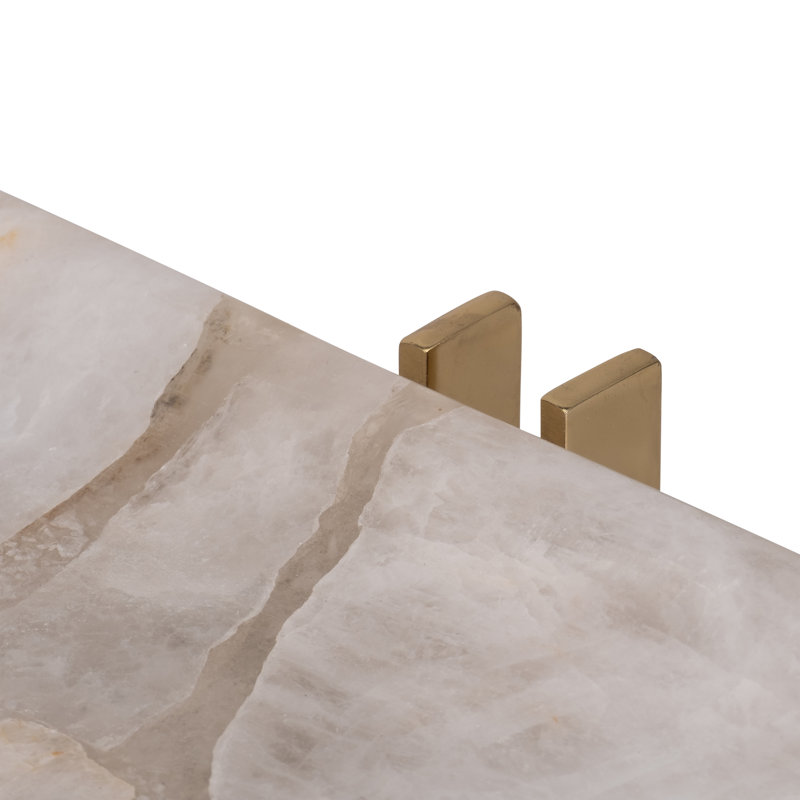 Plateau décoratif élégant en quartz avec base en métal Nissim