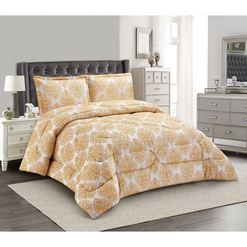 Bridal Jacquard Bedspread With Pillow Sham Set, Floral Printed Coverlet, Decorative Luxury All-Season Bedding, Golden Floral