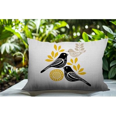 Della Bird Reversible Indoor/Outdoor Rectangle Pillow