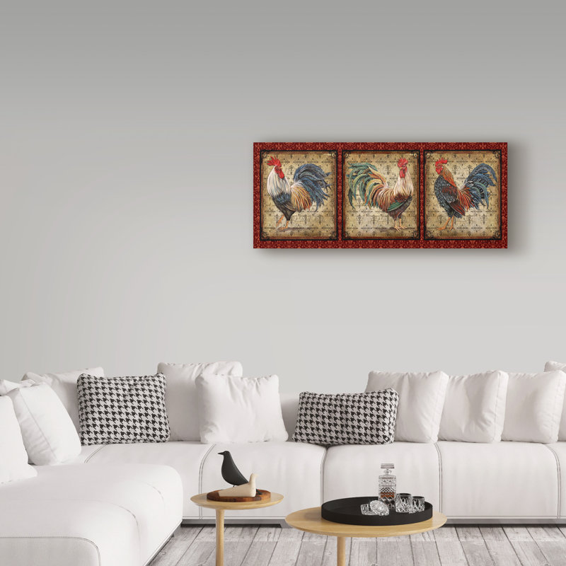 «Le Coq Rooster 1» par Deagen, impression sur toile tendue, H 14 po x l 32 po x P 2 po
