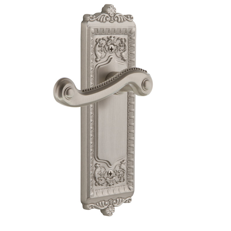 Assiette simple Grandeur Windsor avec levier Newport, Gaucher, Nickel satiné