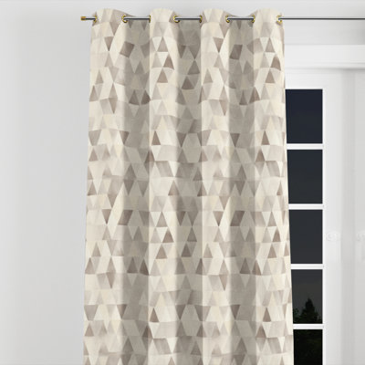 Rideaux géométriques à motif de triangles beiges gris à motif géométrique - 1 panneau