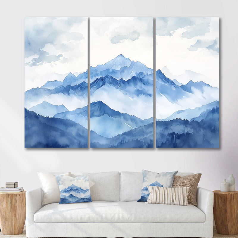 Ensemble de décorations murales hiver majestueux bleu et blanc, H 40 po x l 60 po, Toile tendue, Ne s’applique pas