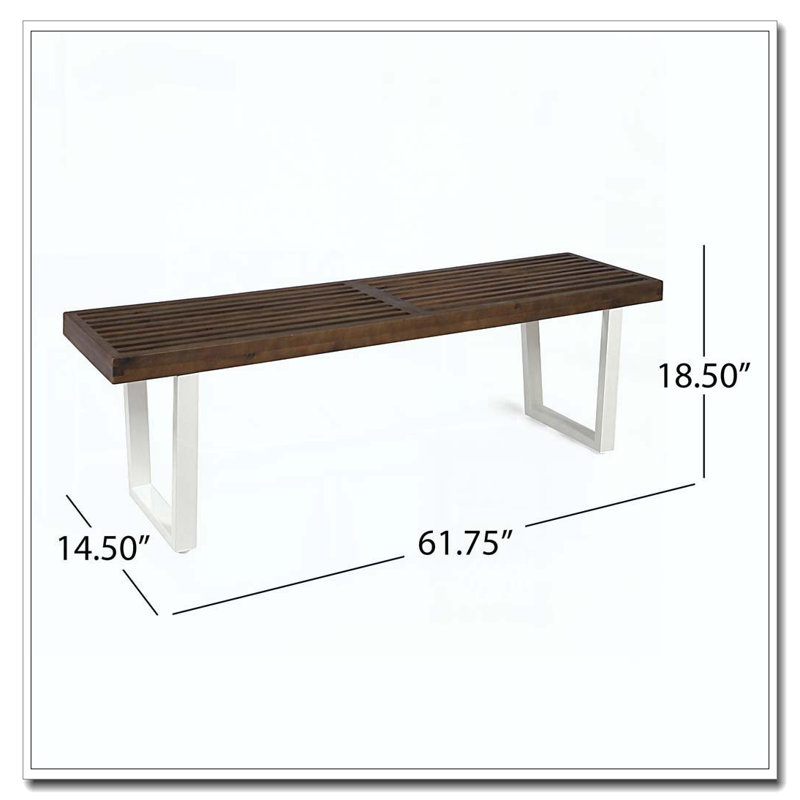 Banc d'extérieur en bois massif, Brun / Blanc
