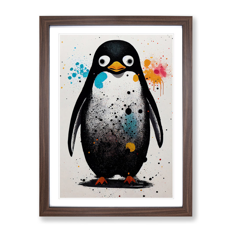 Penguin No.4 - Framed Print, 46cm H x 34cm W x 2cm D, Walnut