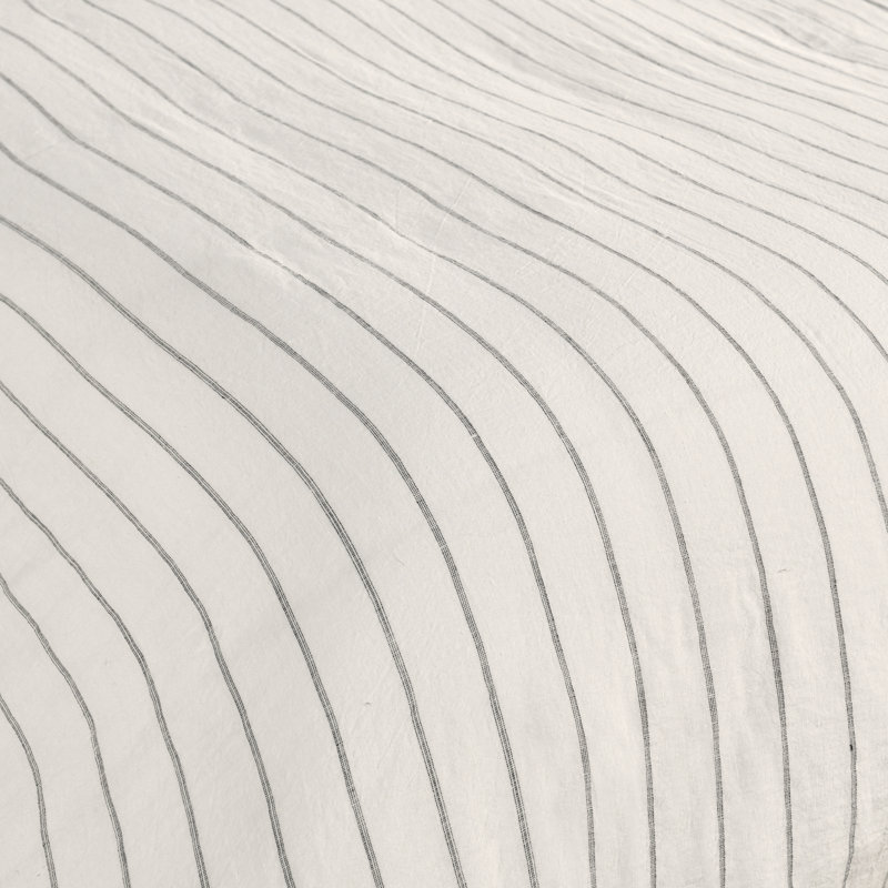 Eberly Striped Linen Duvet Cover, King Duvet Cover, Ivory