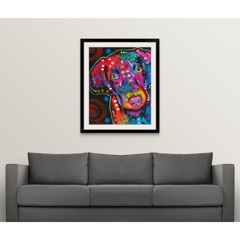 « dog art 18 », reproduction d’art, Cadre noir, H 38 po x l 32 po x P 1 po