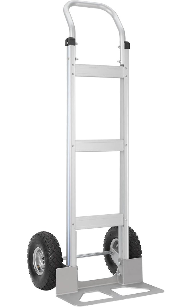 Heavy Duty Aluminium Folding Hand Truck, 250kg Capacity, 25cm Rubber Wheels, Horizontal Loop Handle for Moving Home Shop Garden