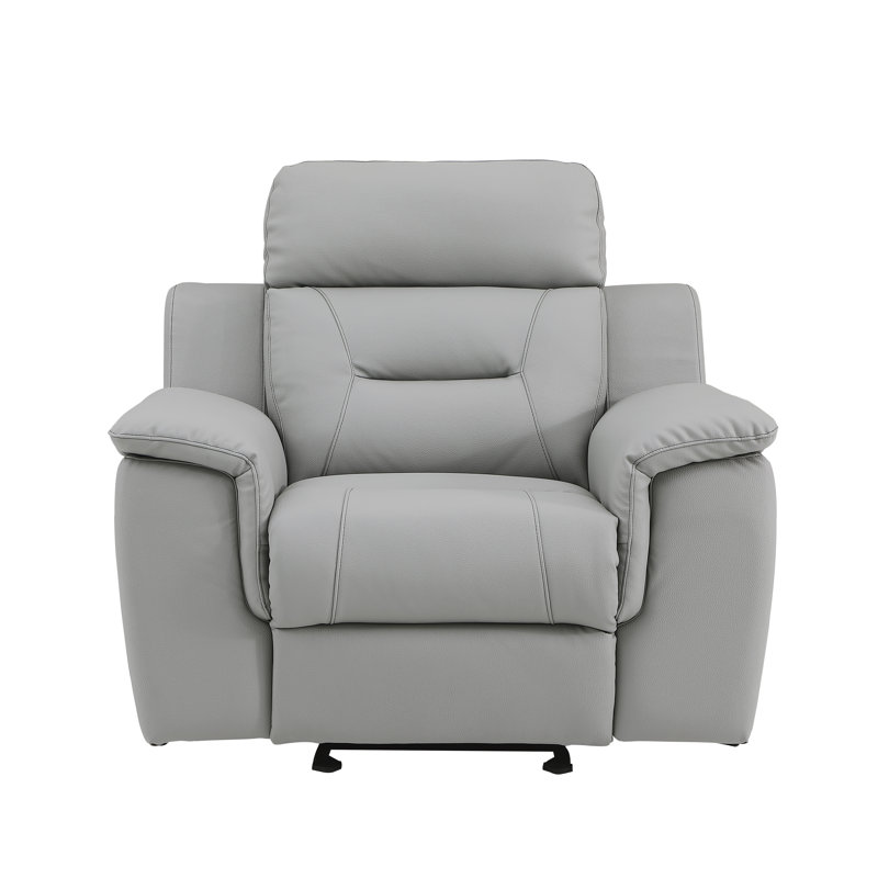 Fauteuil inclinable en cuir gris avec base lombaire en acier inoxydable Global United