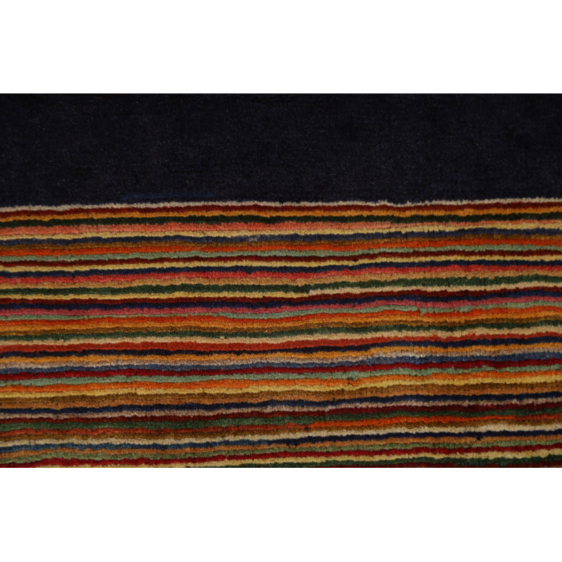 Tapis multicolore en laine noué à la main de conception unique 5 pi 6 po x 7 pi 11 po New Age