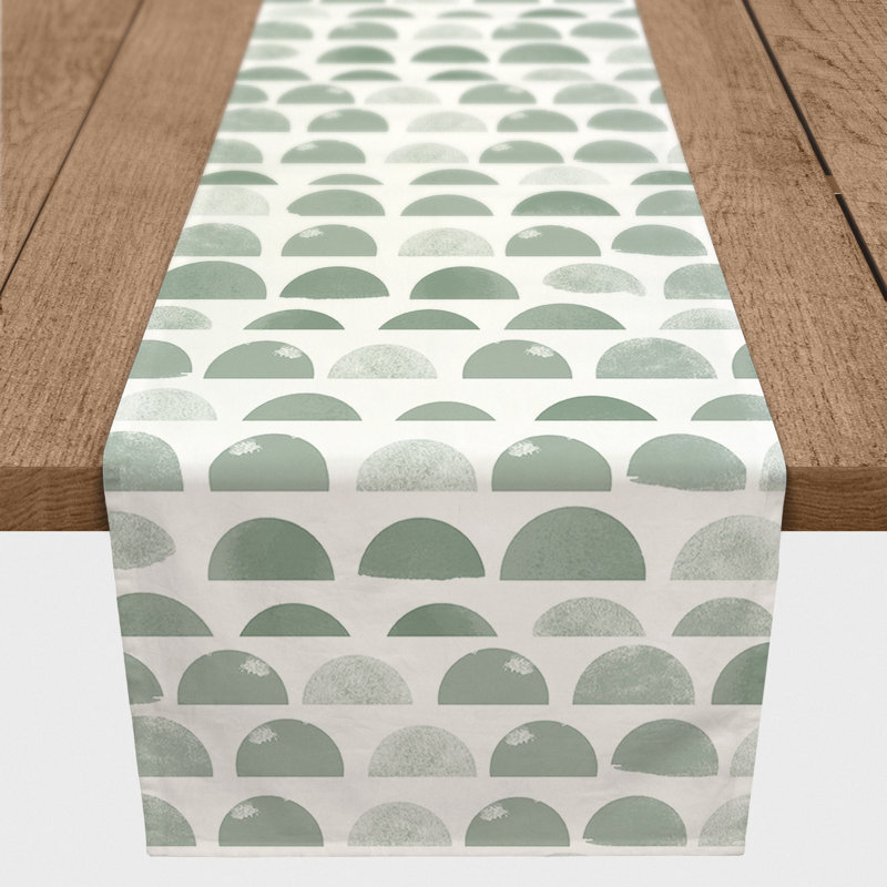 Chemin de table abstrait 4 demi-cercles bleus, Vert