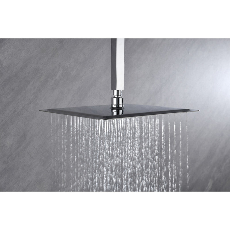 Pomme de douche à pluie haute pression, pomme de douche ultra-mince en acier inoxydable 304 avec buses Selfclean, revêtement complet du corps