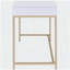 Bureau d'écriture 2 tiroirs blanc brillant et doré