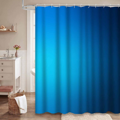 Rideau de douche bleu clair avec 12 crochets