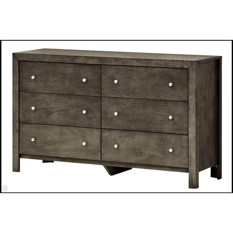Commode noire élégante Burlington G2450-D avec six tiroirs spacieux et fabrication en placage de bois durable, Gris
