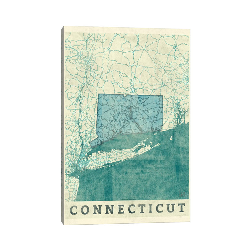 Connecticut Map by Hubert Roguski - Wrapped Canvas Print, 101.6 cm H x 66.04 cm W x 3.175 cm D